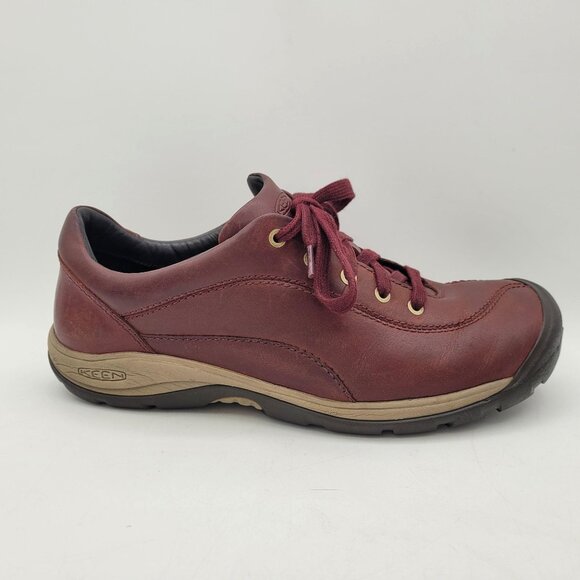 Keen Presidio II Women's 9.5 Red Burgundy Leather Shoes Casual Lace Up Walking - Picture 6 of 14